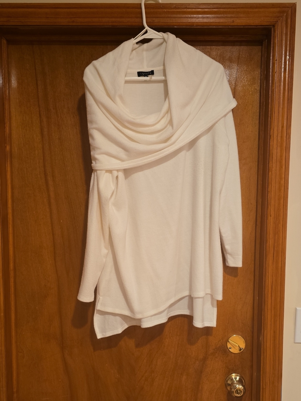 Cream Draped Cowl Tunic Sweater